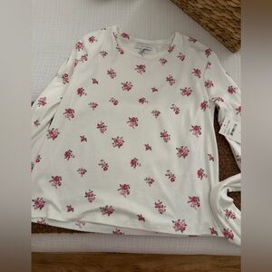 White and Pink Floral Long Sleeve Top (super soft